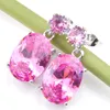 Pour les femmes bijoux boucles d'oreilles Luckyshine 925 argent Sterling plaqué rose Kunzite gemmes mariages Engagemets boucle d'oreille bijoux Zircon