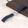 Accessoire de montre Bracelet en Silicone noir/bleu 18/20/22/24mm, Bracelet de montre en caoutchouc, Bracelet de remplacement étanche, barres à ressort de ceinture