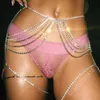 Fashion- Design Multi-Schalenkette Kristallbeinkette Frauen sexy Körper Schmuck hiphop Strass Bauchketten Rock Körperkette