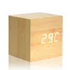 Thermomètre numérique en bois, réveil LED, rétro-éclairage, commande vocale, rétro, lueur, Table de bureau, réveil lumineux