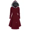 Women Plus Size Asymmetric Fleece Hooded Single Breasted Long Drap Buttons Coat overcoat loose outwear winter woman coat