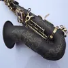 Custom Black New BB Tune Music Instrument Golden Key Quality Curved Sopran Sax med munstycke