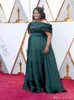 Nova chegada plus size verde escuro oscar a linha vestidos de noite plissados fora do ombro até o chão vestido de tapete vermelho vestidos de pista vestido formal