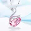 Fashion-5 Silver Swan Necklace with Swarovski Crystal Hanging Girl's Clavicle Chain