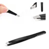 3PCS-Set Black Eyebrow Pinzer Flat Tips Pincett Krökt sax för näsa Eyelash ögonbryn Hårborttagning Rostfritt stål smink