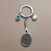 NEW Fashion Jewelry Tennis Racket Ball Keychain For Keys Car Bag Charm Key Ring Handbag Couple Key Chains Jewelry 708