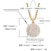 18K Gold Plated Bling Bling Cubic Zirconia Mens US Dollar Sign Round Pendant Necklace Masculina Bijoux Hip Hop Rapper Jewelry Gifts for Guys