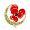 Rhinestone Broszki Szpilki świąteczne Party Dostaw Stop Enmylowany Mak Kwiat Broszka UK Pamięci Sunday Pamiątkowa