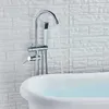 Chrome Polish Bathtub Shower Faucet Floor Standing Bath Tub Spout Shower Dual Handle Mixer Tap Bathroom Faucet Mixer Tap4738675