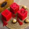kinesisk stil vintage nyhet röd torg trä kärlek bröllop godis lådor gåva parti gynnar sockerförsörjning