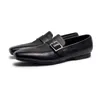 Mannen echte lederen loafer jurk schoenen lage top ademende slip-on flats square teen lederen schoenen hoogwaardige mode feestschoenen British st