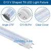T8 LED Tube Light, 36W (80 watt ekvivalent), 6000K kall vit, klart lock, dubbeldämpad, G13 bas, ballast bypass - 25 pack