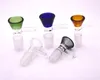 Color Thick glass bong slides with handle bowl funnel Male 14mm 18mm Smoking accessories Water Pipe bongs bowls heady slide