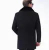 Veste en laine d'âge moyen long revers col en poils de lapin Vêtements mode homme cachemire de haute qualité couleur pure long manteau en laine