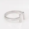 316 Stainless Steel Double T Design Open Ring For Women Fashion Titanium Flexible Ring Rose Gold Plated Ring2376