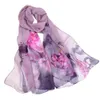 Fashion Lotus Printed Women Chiffon Hijab Scarf Long Soft Silk Wrap Shawl Elegant Ladies Scarves Ponchos Female Bufanda #N7