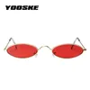 YOOSKE Skinny ovale lunettes de soleil femmes 90 s Vintage petit oeil de chat lunettes de soleil hommes métal cadre minuscule petit rond lunettes de soleil UV400