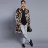 Men's Jackets Mens Leopard Plus Thickening Long Coat Warm Thick Fur Collar Jacket Faux Fur Parka Cardigan male fashion Style 816