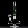 12.5 inch tall glass hookah green blue dab rig removable water pipes 5 mm thick heady pipe wax oil rigs with bowl