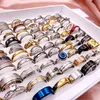 Fashionable 30 Pcs/lot Stainless Steel Rings Band Titanium Mix style Golden Silvery Men and Women Wedding beautiful Jewelry charm Party Gift