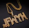 A-Z nom personnalisé goutte à goutte numéro lettres colliers pendentif charme hommes Zircon Hip Hop bijoux avec 3MM or argent Rose or corde chaîne