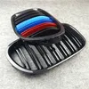 F01 Grilhas de capuz frontal preto de 2 latos brilhantes para BMW 7 Series 2008-2014 730D 740D 750D Mesh Grille Car Styling