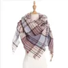 Geruite sjaals meisjes controleren sjaal raster oversized kwast wraps rooster driehoek nek sjaal omzoomd pashmina winterdoek dekens lt1405