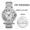 NY V6F WE9009Z3 ETA A2824 Automatisk herrklocka Diamond Bezel White Textured Dial Black Roman Markers Steel Armband Edition 3012