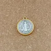 15 pièces deux tons saint benoît croix médaille pendentifs à breloque pour la fabrication de bijoux Bracelet collier bricolage accessoires 32 3x27 9mm A-557291y