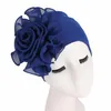 Berretti elastici da donna con berretto per la perdita dei capelli con fiore grande Turbante africano Boho Head Wrap Hijab Cappellino per feste di nozze Turbantes mujer GB5898572858