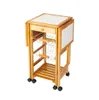 2022 sales Storage Holders & Racks Portable Rolling Drop Leaf Kitchen Trolley Cart Island Sapele Color