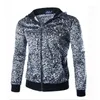 2019 Vår Höst Mäns Casual Jacka Hooded Jacka Män Leopard Tryckta Slim Fit Mens Jackor och Coats Zipper Leopard Coats