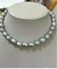LIVRAISON GRATUITE 9-10MM naturel sud argent gris collier de perles 18''