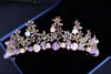 Princesa Charming Gold / Roxo Flores Cristais Bridal Tiaras Coroas de Nupcial Acessórios nupciais Casamento Tiaras / Coroas T303584