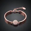 Crystal Charm Armbanden Sprankelende CZ Diamond 18K Rose Gold Bead Bangle Armband Verstelbare Polsband Dames Vrouwelijke Sieraden Huwelijk