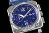 BRF Aviation Type BR 0394Blustsca ETA A7750 Chronograph Automatic Mens Watch Arey Case Blue Dalm Blue Leather Edition PU2345455