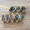 10Pc 35-45mm Natural Rainbow Fluorite Prism Crystal Point Pendant Wrap Braided Macrame Necklace Men Women Energy Adjustable Necklace Jewelry