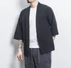 2019 Cotton Linen Shirt Jackets Men Chinese Streetwear Kimono Shirt Coat Men Linen Cardigan Jackets Coat Plus Size 5XL