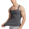 Män sommarväst hemkläder Solid Cotton Vest Tanks Square Neck Gym Sport ärmlös skjorta Invisible undertröja underkläder264t