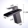 LED Sensor Color Change Bathroom Faucet Black Chrome Basin Mixer Waterfall Spout Cold and Hot Water Single Handle Tap