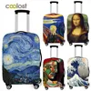 Konstoljemålning Nya polyester kvinnor män bagage skyddande väska tecknad skola omslag elastisk resväska täcke anti -stöt vagnsfall omslag