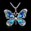 colar New Multicolor borboleta de cristal de prata brilhante pingente de borboleta Chains jóias colar de mulheres