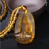 Hochwertige natürliche Citrin geschnitzt Buddha Statue glücklich Amulett Anhänger Halskette Damen Herren Schmuck Heilkristall Aura Stärke