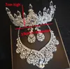 Sälj Highend Bride Wedding Crown Halsbandörhängen Tredel Crystal Icicle Princess Birthday Crown Bankett Tiara 9994987