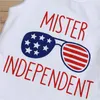 子供たちの縞模様のベストアメリカ旗独立国家日アメリカUSA米国4月4日夏のレタースタープリントTシャツストライプパンツ22204718