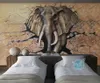 Aangepaste 3d foto behang in reliëf gemaakte olifant brekende muur wallpapers voor woonkamer slaapkamer tv achtergrond moderne behang