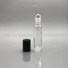 0.33oz 10 ml Boş Doldurulabilir Cam Rulo Siyah Kapaklı Şişeler Paslanmaz Çelik Rulo Topları W / Transfer Pipet Huni (Clear Amber Blue)