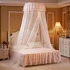 1.2-1.8m Bed Mosquito Net Hung Dome Princess Hanging Round Lace Canopy Netting Comfy Student For Crib Twin1