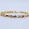 Bracciale da polso multicolore pavimentato con zirconi a taglio rotondo Catena da polso in oro giallo 18 carati Moda femminile da donna di lusso Briallant Bracciale regalo