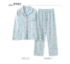 Stampa Flamingo Primavera 2019 Pigiama allentato Donna Ragazza Homewear Set Manica lunga Elastico in vita Pantaloni Pigiama da salotto in cotone S86907